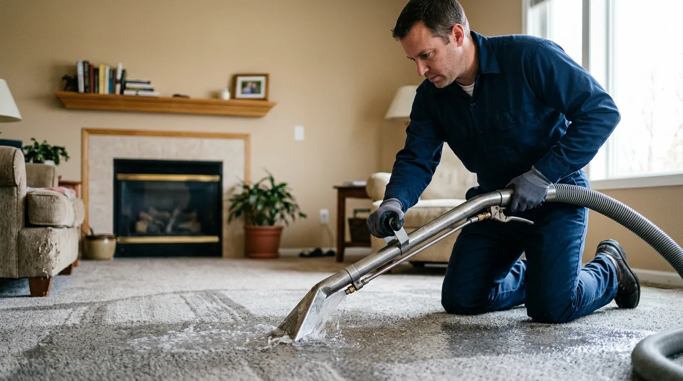 Water damage restoration technician working near Darby, PA